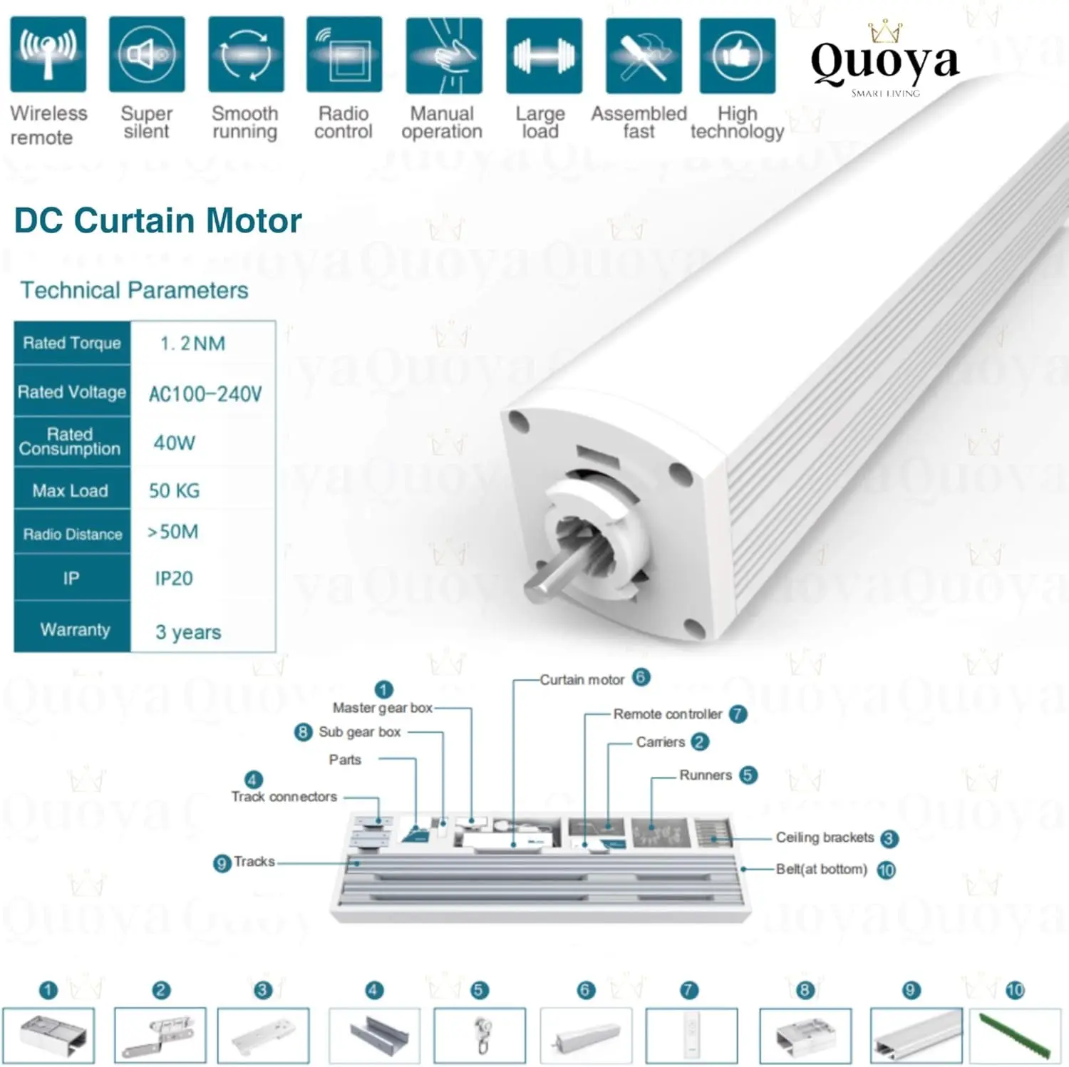 Smart Curtains System, Electric Curtain Track with Automated  and Adjustable Tracks/Rod/Pole (up to 3 / 118 inches)】