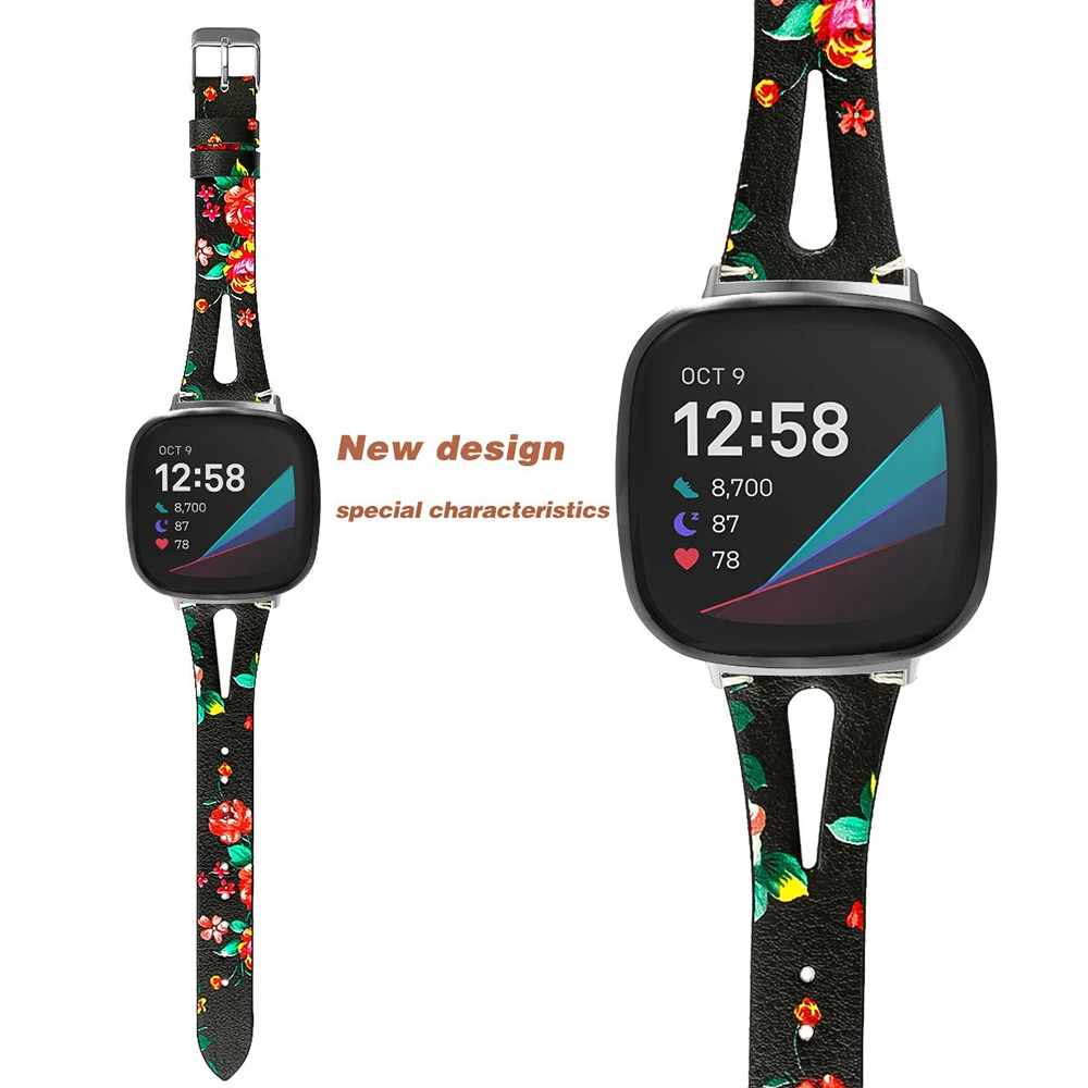 Leather strap compatible Fitbit Versa 4fitbit Versa 3fitbit Sense 2fitbit Sense, ultra-thin and stylish leather strap design