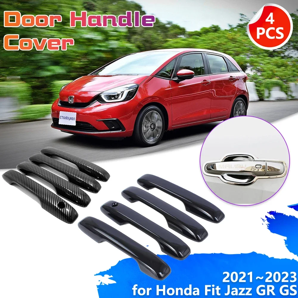 

Хромированная дверная ручка из углеродного волокна для Honda Fit Jazz GR GS Crosstar RS 2021 ~ 2023, декоративный чехол для ключа, наклейка, крышка, аксессуары
