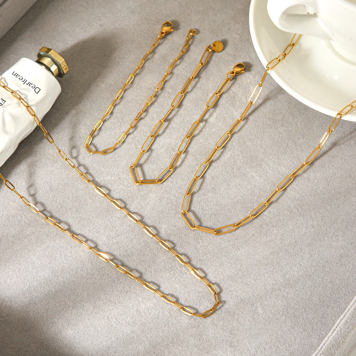 

Gold Plated Paperclip Chain Necklace For Women Stainless Steel Dainty Minimalist Hypoallergenic Non Tarnish Daily Wear Gifts