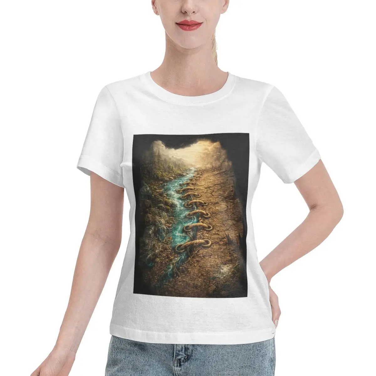 Value Pack Nature Vs Climate Change Zipper Earth Environmental Design Women's T-shirt Fashion Office Casual Top