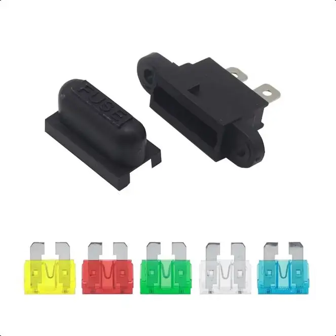 【10-5PCS】Car Auto Holder Wire Fuses Holders In-Line Standard Blade Fuse with medium fuse 1A 2A 3A 4A 5A 7.5A 10A 15A 20A - 50A