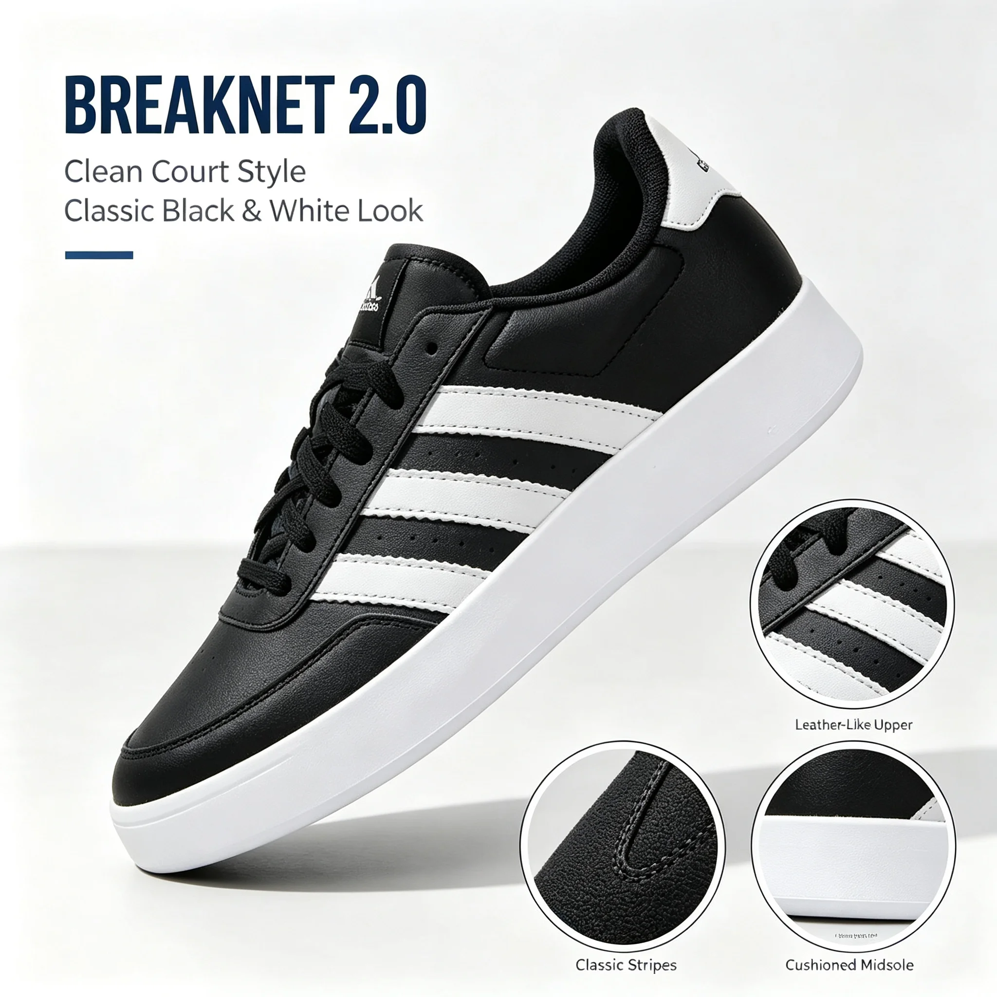 New Adidas 2026 Mens Tennis Shoes HP9425 Black White Casual Sneakers