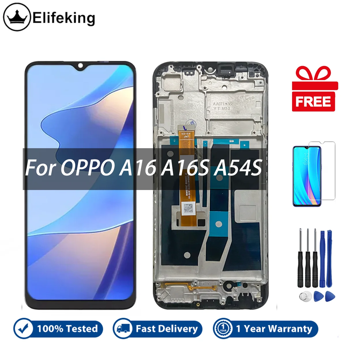 

Screen For OPPO A16 A16S CPH2269 CPH2271 A54S LCD Display Touch Panel Digitizer Assembly Replacement with Free Tempered Glass