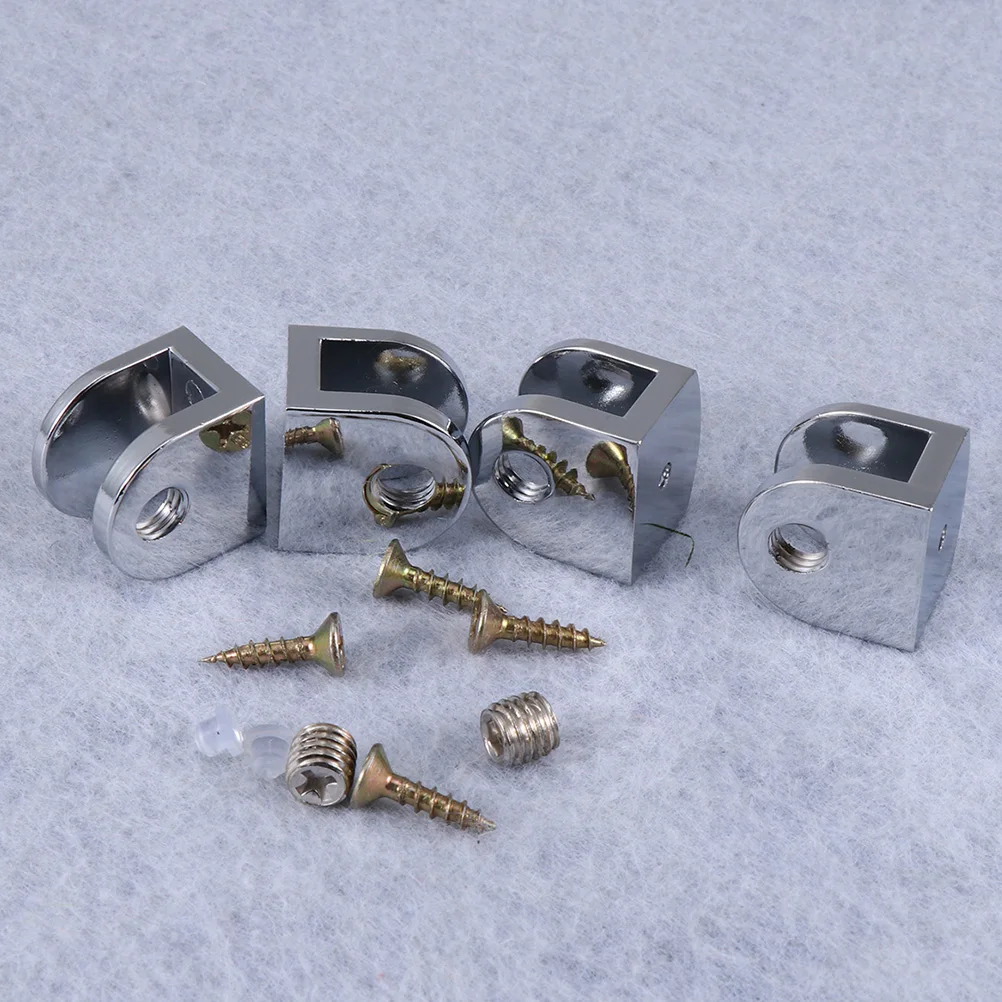 

6pcs Adjustable Glass Clamp Bracket Zinc Alloy Durable Glass Shelf Mounting Clips For Bathroom Wine Cabinet Display Cabinet