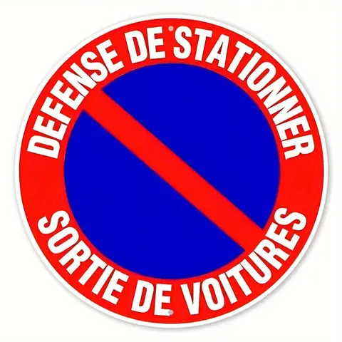 DEFENSE DE STATIONNER French No Parking 2D Flat Round Metal Wall Sign
