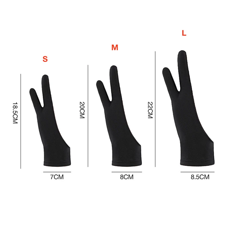 Guante de pintura antiincrustante para tableta de dibujo, antiabrasión y antitranspiración, dos dedos, antitáctil, 1 ud.