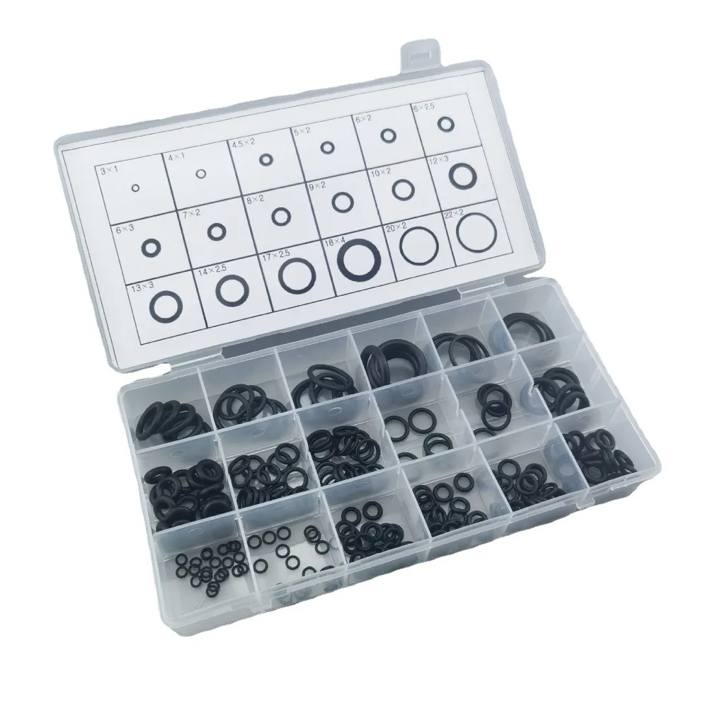 225pcs Rubber O Rings Kit 18 Size Universal O-Ring Assortment Set for Automotive Faucet Pressure Washers Plumbing Sealing Repair