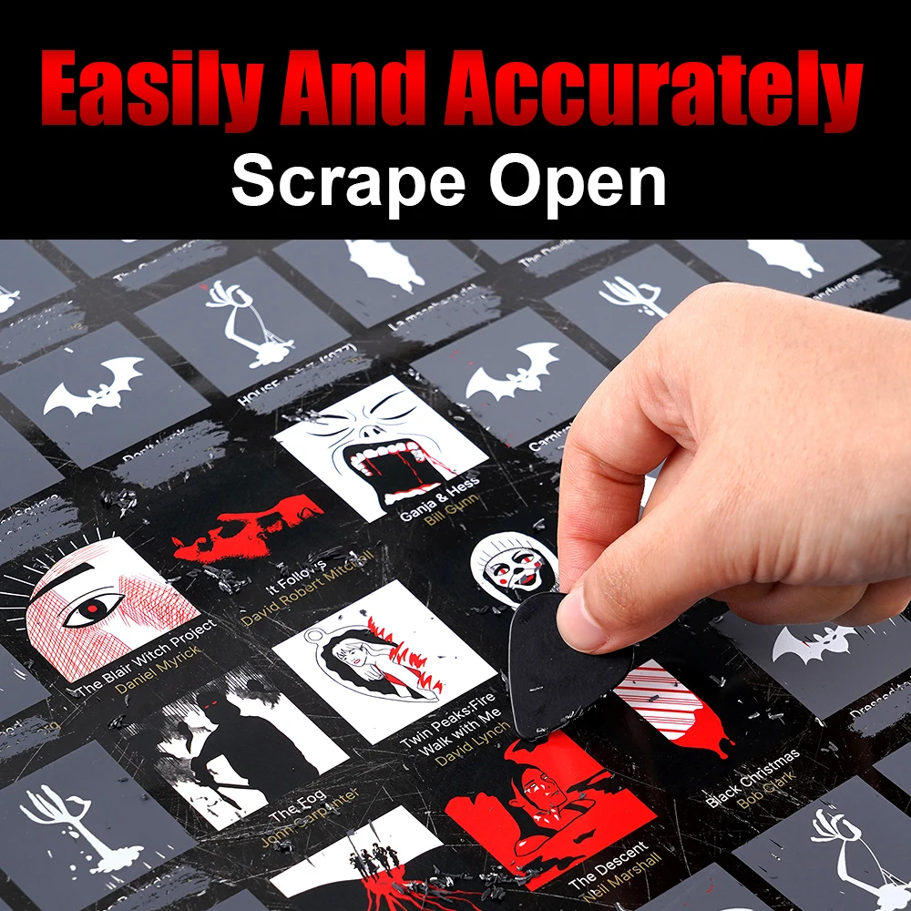 100 فيلم رعب خدش ملصق أعلى الأفلام في كل الأوقات قائمة دلو هالوين الجدار الديكور أفضل الأفلام لمحبي الأفلام #4