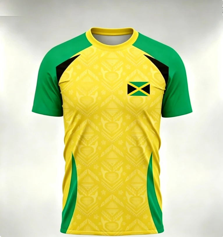 New Jamaica round neck T-shirt fashionable daily breathable printed training casual fitness top