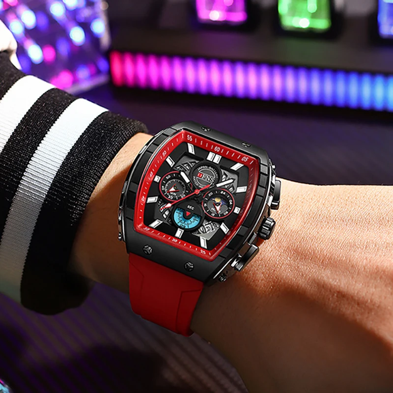 男性用多機能クロノグラフ腕時計,スポーツ,クォーツ,デート,シリコンバンド,トップブランド,ラグジュアリー