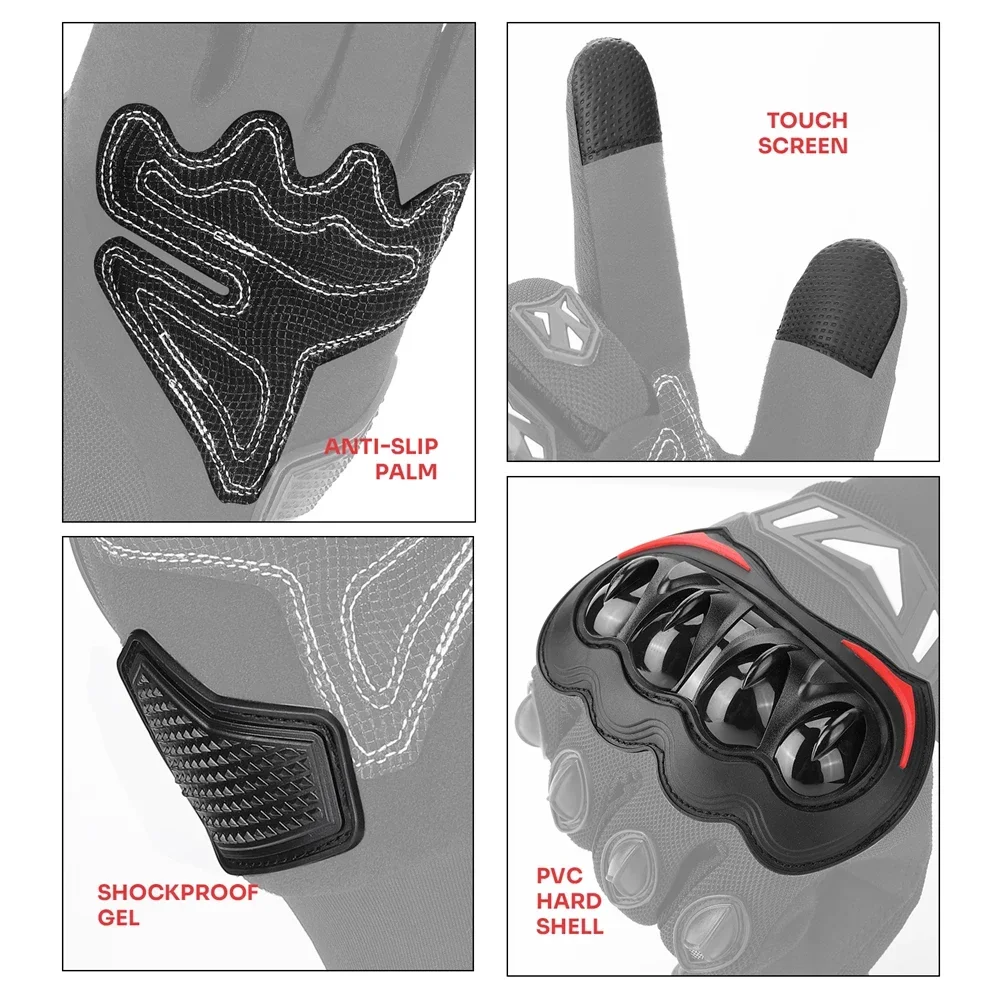 KEMIMOTO CE Zomer Moto Handschoenen Touchscreen Sport Luvas Motor Beschermende MTB Guantes Handschoenen Voor Heren Dames Zwart