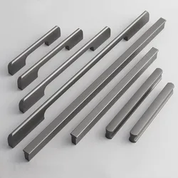 Modern Nordic Gray Extended Space Aluminum Bedroom Cabinet Handle Wardrobe Drawer Knob Furniture Decorative Door Handle