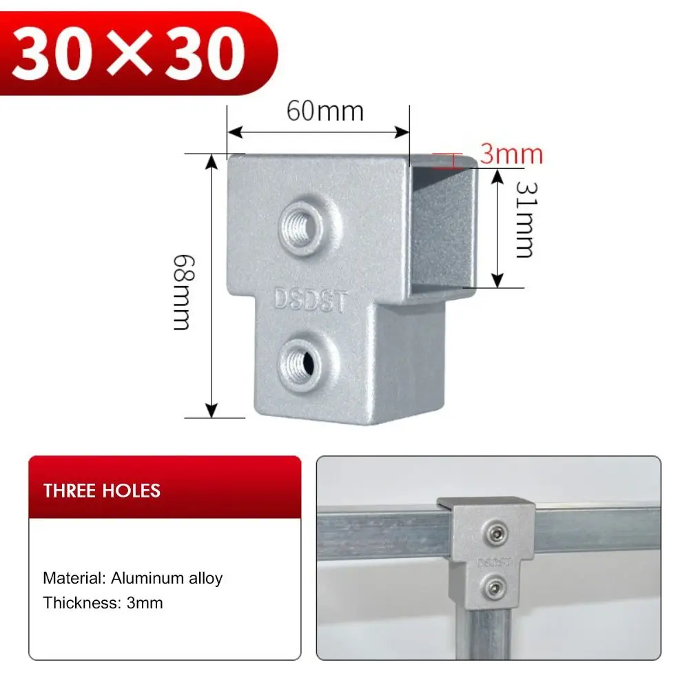 Rack Aluminum Alloy Square Tube Fixed Pipe Clamp Connector Accessories Aluminum Alloy Elbow Three-way Square