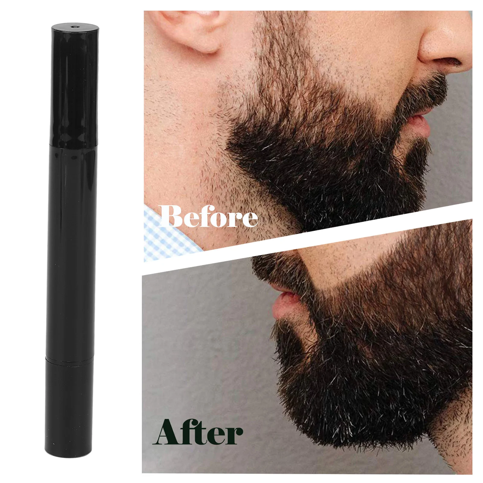 1pcs 2 In 1 Barber Styling Pen Waterproof Coloring Long Lasting Double End Large Black Beard Pen Filler Black