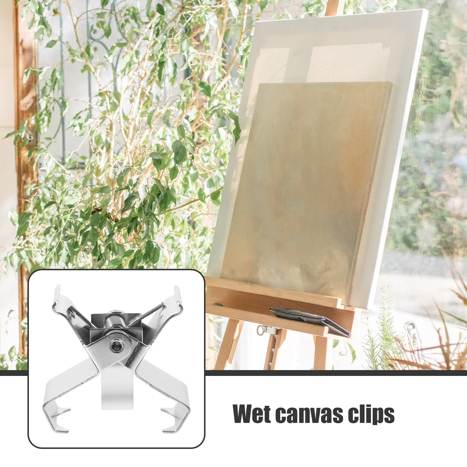 2Pcs Stainless Steel Separating Clip Heavy Duty Metal Canvas Clips for Oil Painting Frame Clamps Art Classroom Field Use