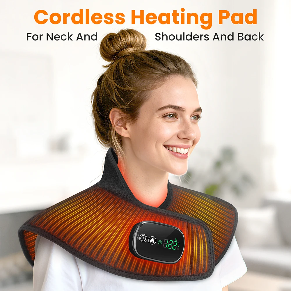 

Electric Heating Shoulder Neck Pad Thermal Compress Cervical Wrap 4 Levels 5 Timer Warm Massage Shawl for Neck Shoulder Back