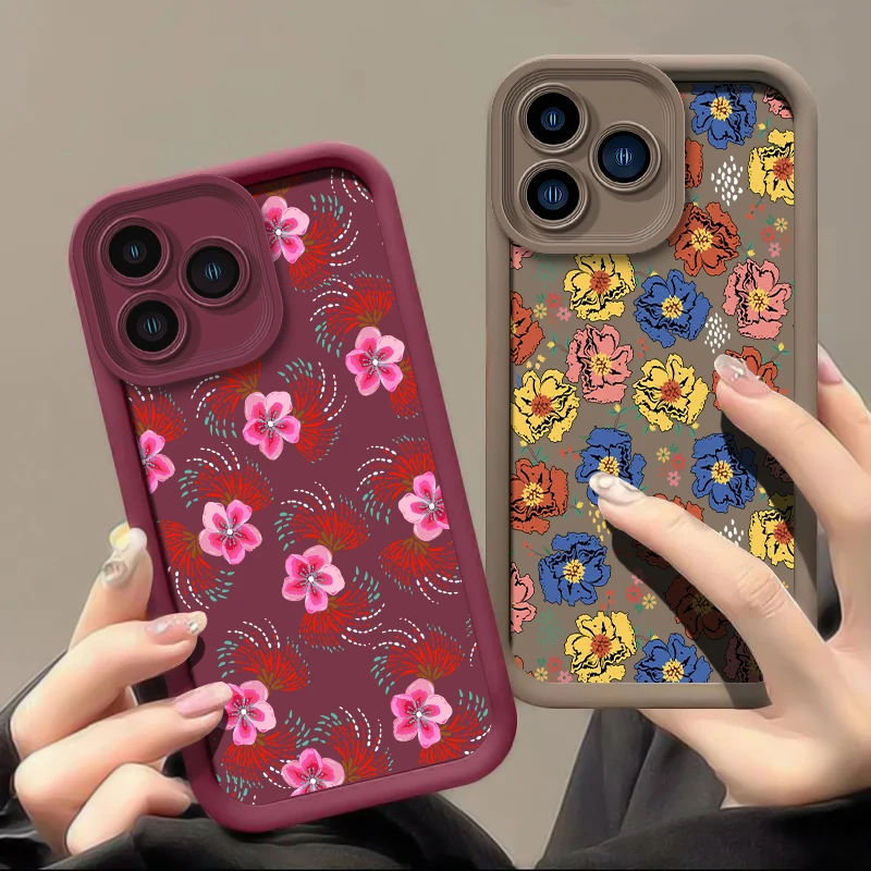 Matte Shockproof Phone Case For Xiaomi Poco C50 C31 M5s M4 M3 M2 C61 C55 C51 C40 C65 M7 Pro M6 Plus Soft TPU Flower Print Cover