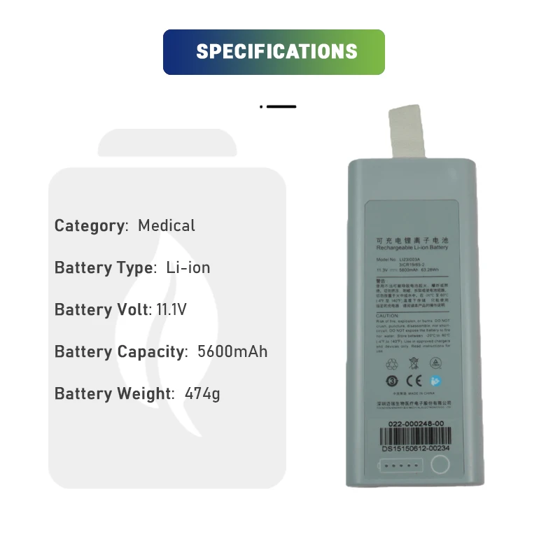 11.1V 5600mAh 115-034132-00 LI23I003A Rechargeable B.ene.vision N19 N22 SV600 SV650 SV800 VS850 Li-ion M.edi.cal Battery