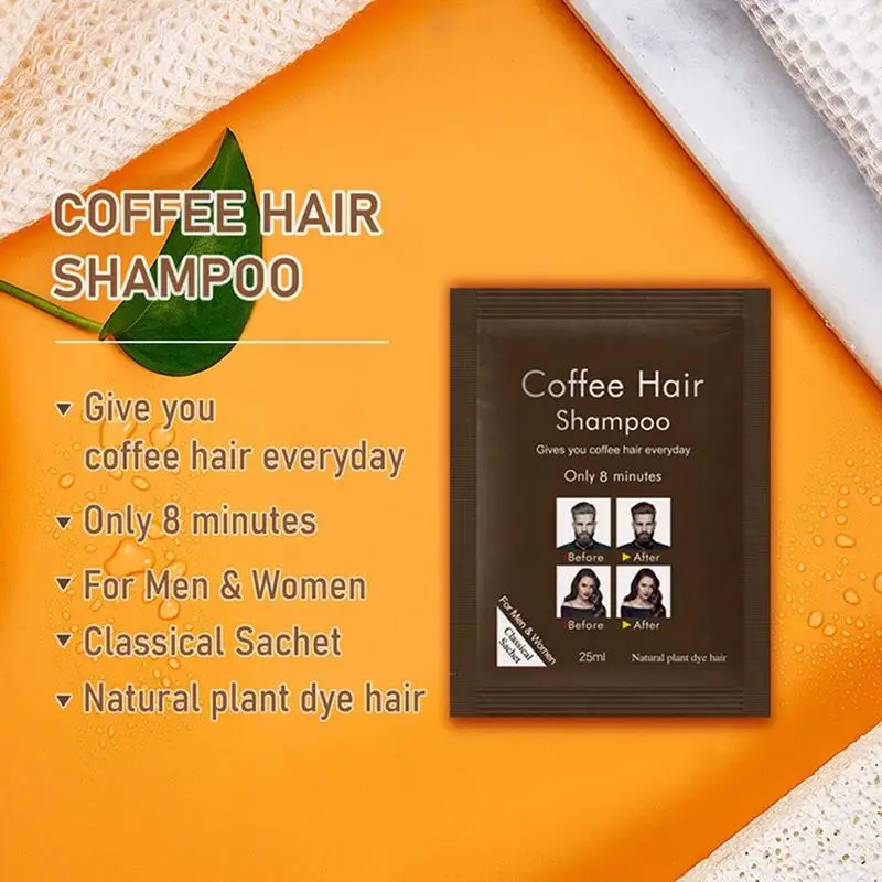 Color Shampoo Hair Dye 10Pcs Hair Color Shampoo 3-In-1 Dark Brown For Gray Hair Instant Coloring Nature Herbal Treated Hair