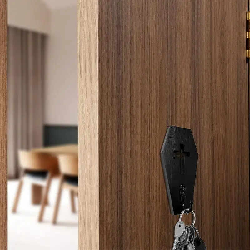 

Хэллоуин Крючки для гроба Крючки для пальто Жуткий готический домашний декор для стены Хэллоуин Черная деревянная вешалка для ключей Кружки Кошелек Полотенце ﻿