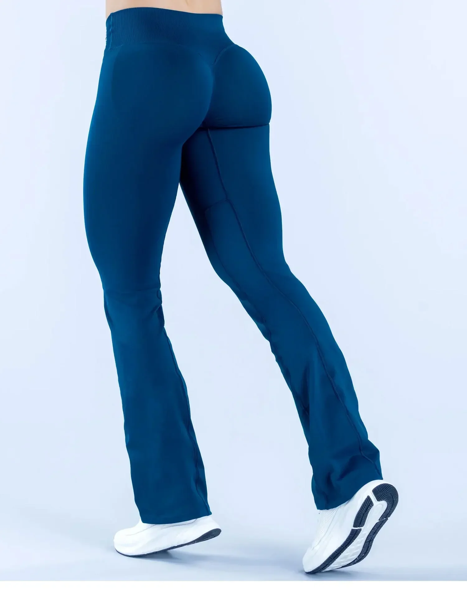 Logo Damen Nahtlose Yoga-Schlaghose mit Kreuz-V-Rippenbund und verstecktem Scrunch-Effekt Fitness-Leggings – Detail 25