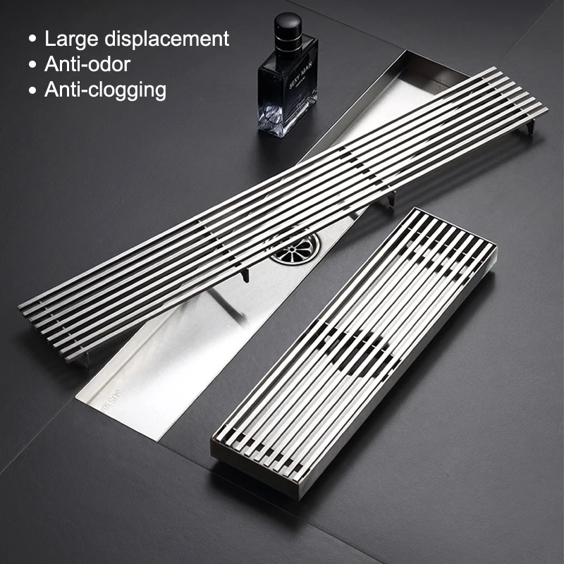 

10cm Wide Stainless Steel Floor Drain Anti-Odor Shower Floor Drain Brushed Floor Drains Strainer for Bathroom Balcony Toilet