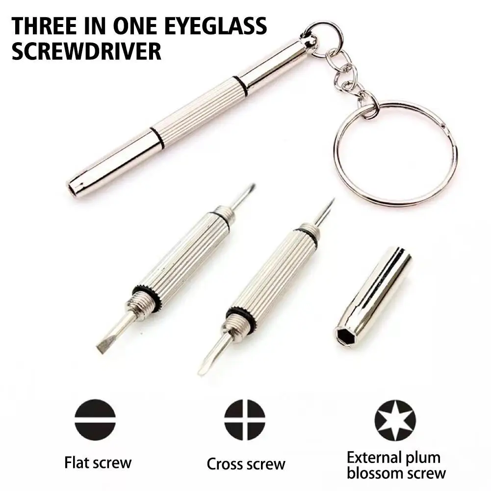 Glasses Screwdriver Portable Multifunctional Three In One Small Screwdriver Glasses Watch Mobile Phone Three Purpose Repair Tool