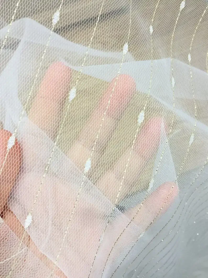 9 Colors gold polka dot pattern lace fabric gold small dot embroidery fabric for wedding  bridal lace dress fabric veil