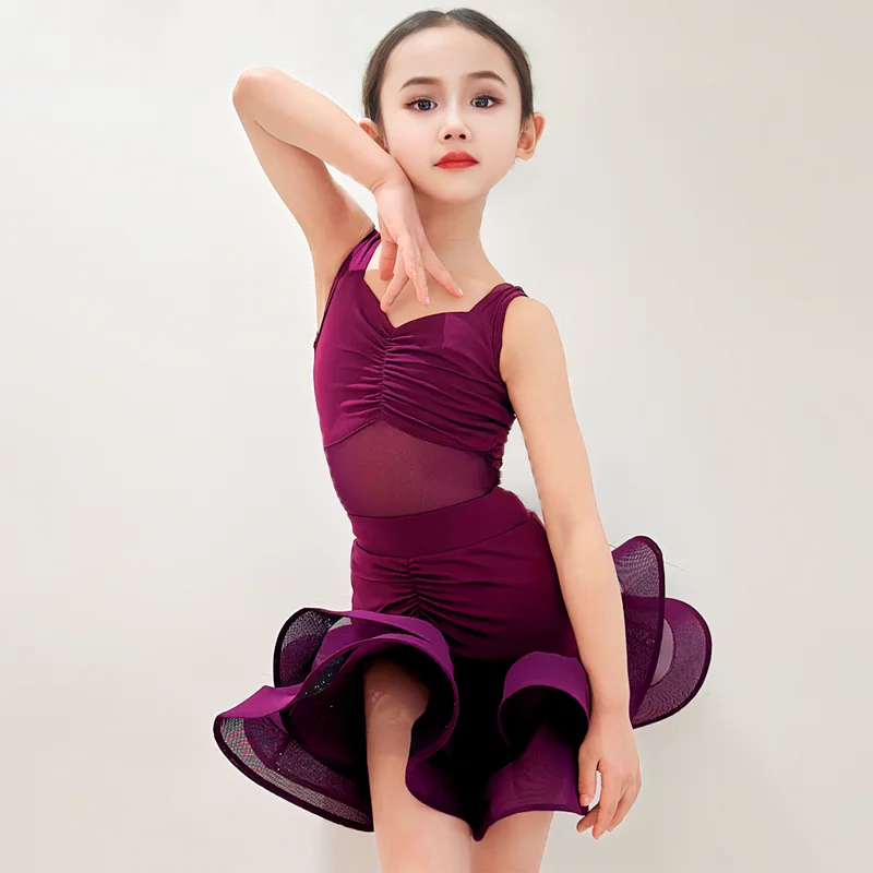 Kids Professional Latin Dance Dress Girls Tango Salsa Samba Ballroom Dance Performance Stage Outfits Costume