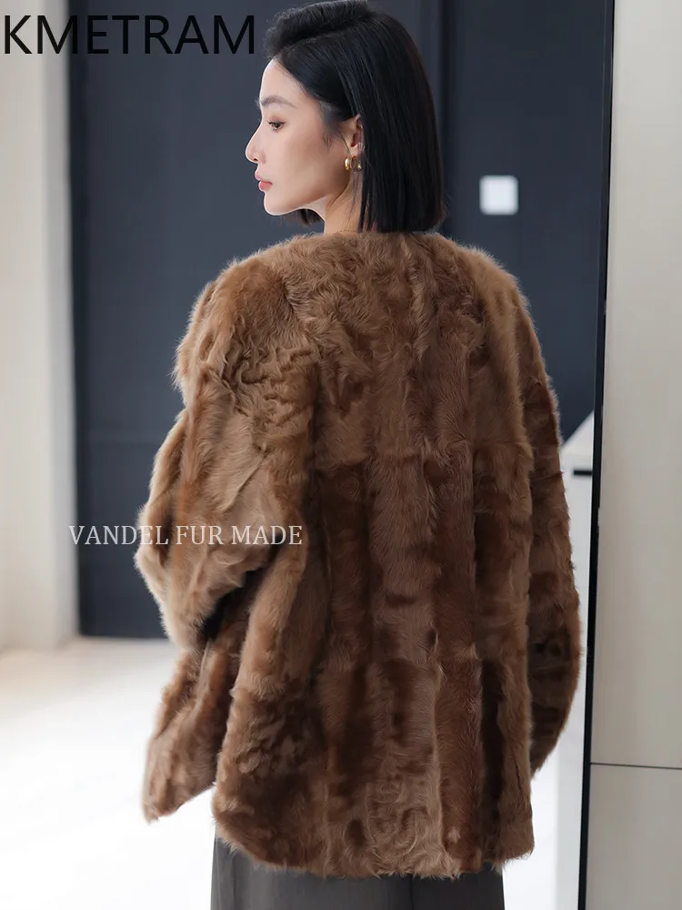 Natuurlijke Wol Schapenvacht Dubbelzijdig Bontjas Vrouw Luxe Omkeerbare Echte Bontjas Hoge Kwaliteit Winterkleding 2025, Fourrure