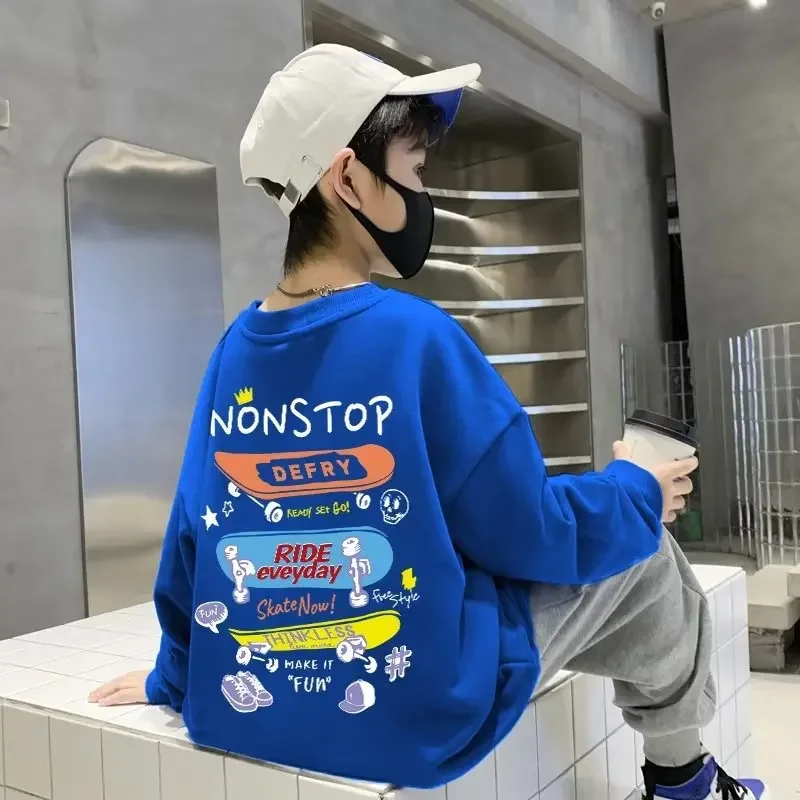 

Boy Sweatshirts Hoodies Spring Autumn Kid Long Sleeve Sports Tops 4 5 6 7 8 9 10 11 12 13 14 15 Year Korean Children's Clothing