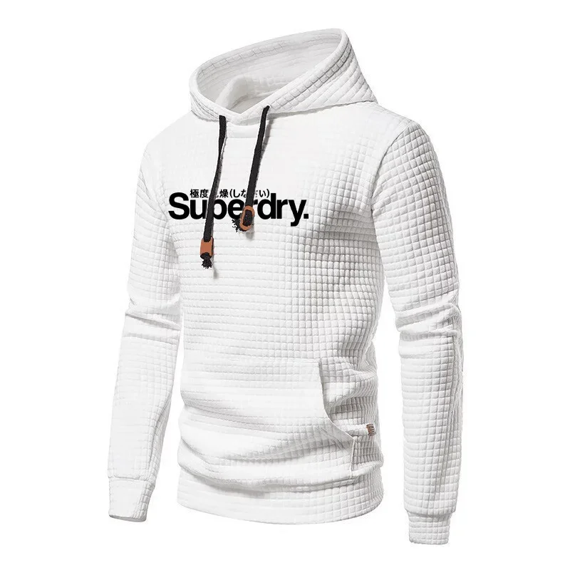 2024 New Men's Casual Drawstring Sweater Men's Sports Elastic Hooded Drawstring Men's Casual Sweater