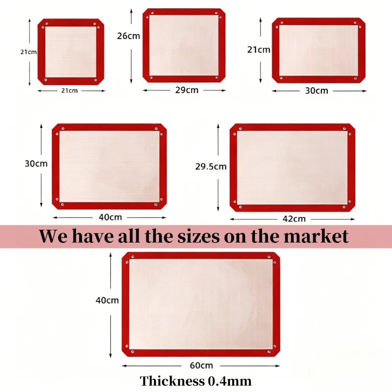 Food Grade Silicone Baking Mat with Buttons, 0.4mm Non-Stick Heat Resistant Oven Liner, Multiple Sizes Reusable Air Fryer Mat