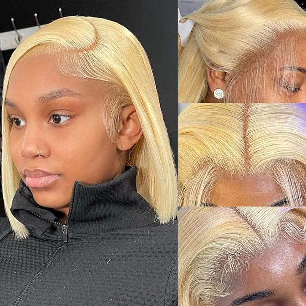

Blonde Bob Wig Human Hair 13x4 Transparent Lace Front wig human hair 613 Bob Wig Human Hair 180 Density Glueless Wigs Human Hair