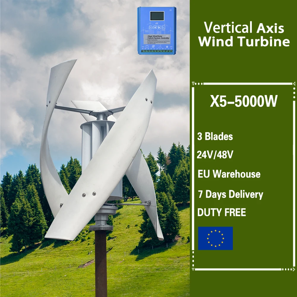 5KW Vertical Axis Maglev Windmill Turbine High Voltage Generator 5000w 24V 48V With Hybrid Charge Controller GGX5