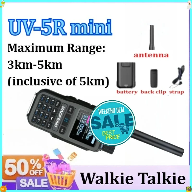 SWZY UV-5R Mini for Baofeng Walkie Talkie Multi-Band Type-C Charge 5W TFT Color Display Dual PTT Wireless Program Mini Radio 5RM