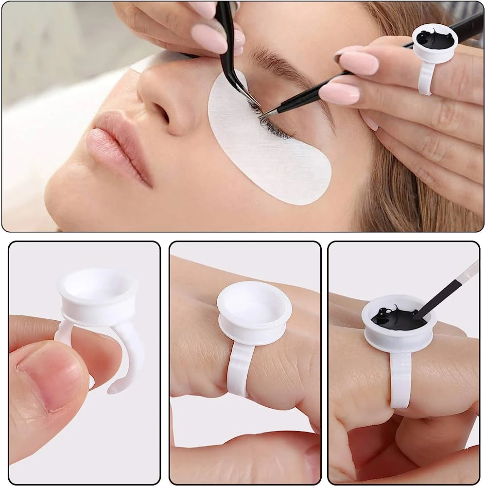 U Shape Ring Strip Grafting False Eyelashes Extension Glue Ring Cup Pallet Holder Set Finger Tool Adhesive Eye Lashes Accessory