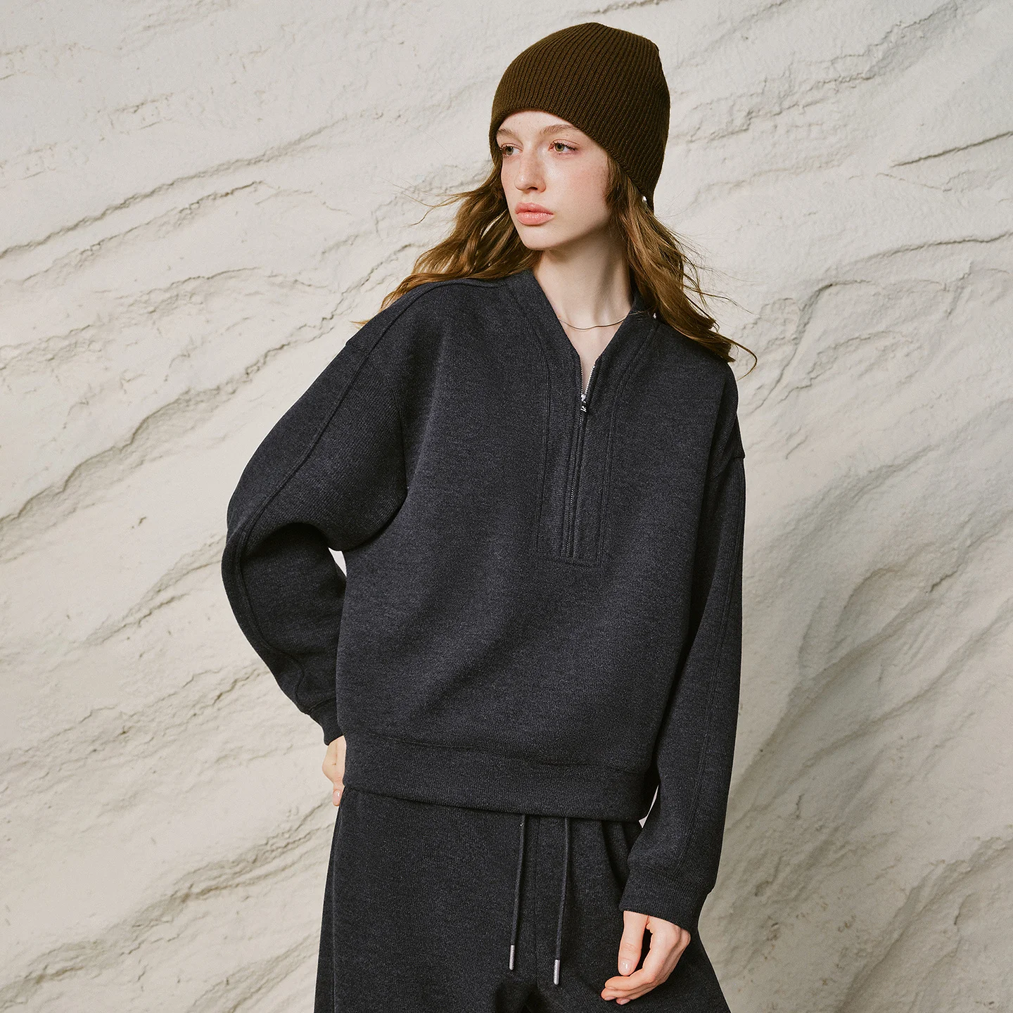 TOYOUTH Women Tracksuit 2026 Winter New Fleece Lined V Neck Sweatshirt Wide Leg Pants 2 Piece Outfit