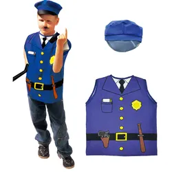 Policeman Costume for kids, Police Officer Dress Up for Career Day, Cop Uniform Set  for Halloween Ages 3 4 5 6 7 8