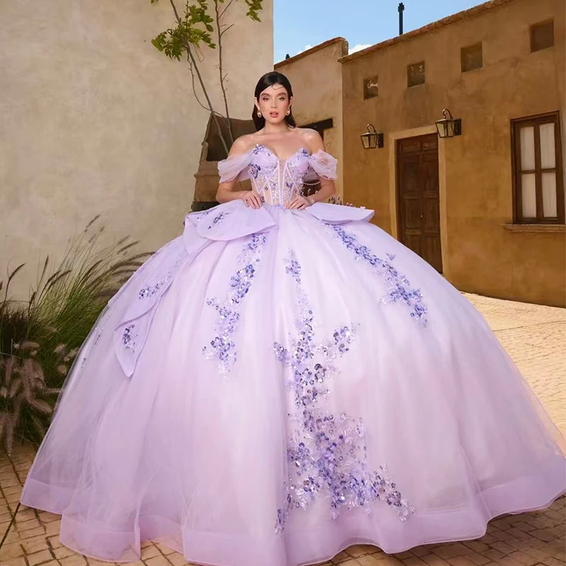 

High Quality Quinceneara Dress Organza With Embroidery Bead Ballgown Sleeveless V-Neck Prom Gown Customized Vestido De Noche