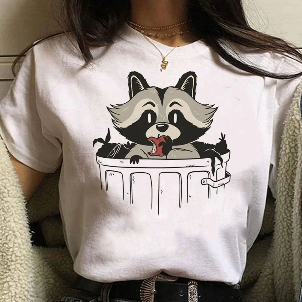 Racoon t shirt women designer tshirt girl designer funny y2k clothing