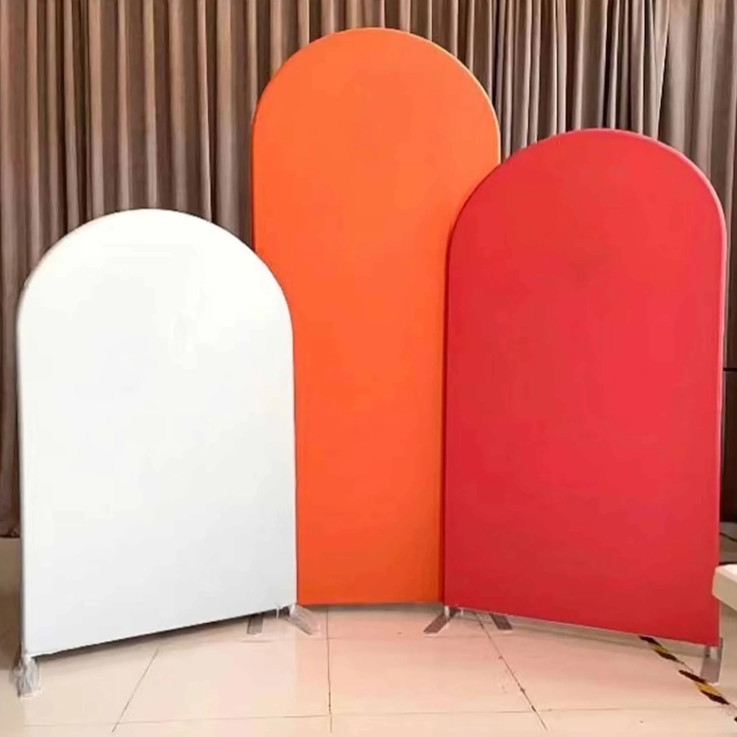 3pcs Aluminum Arch Backdrop Stands with Elastic Cloth Covers Wedding Banquet Background Decoration Christmas Party Supplies