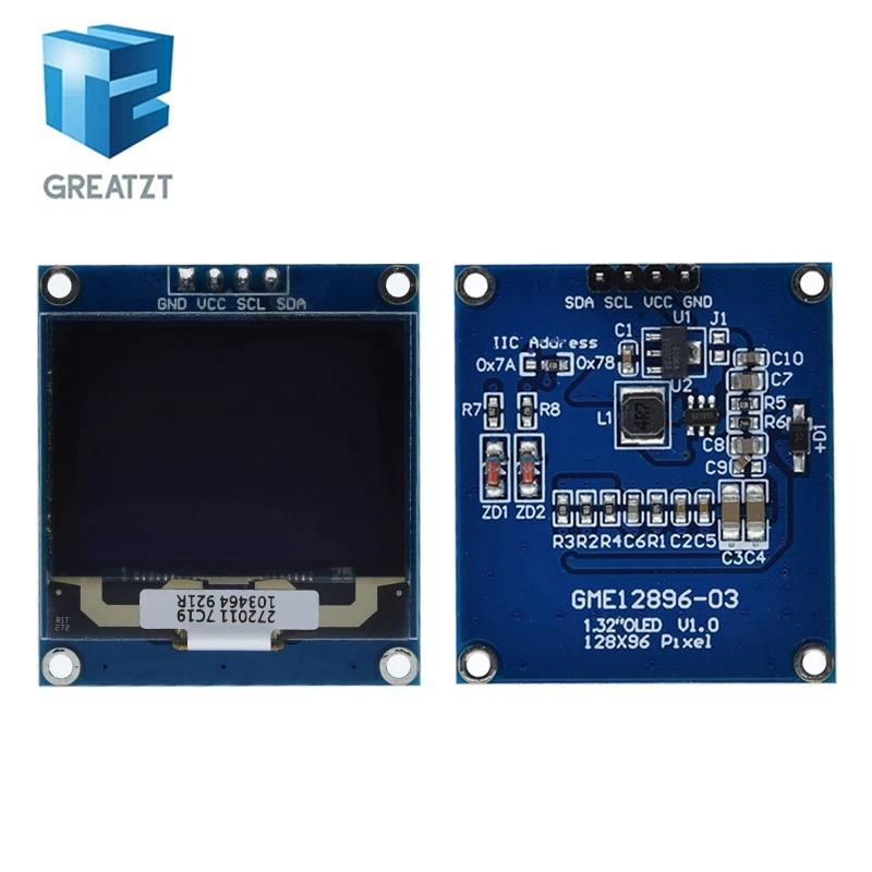 

1.32 inch oled White 128x96 LCD ssd1327 driver with grayscale hd LCD module iic interface screen