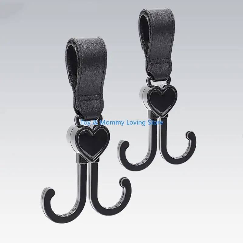 

Y1QF Mommy Bag Hanger Stroller Double Hooks Pram Car Accessories Baby Cart Stroller Cart Hanger 30kg Load-bearing
