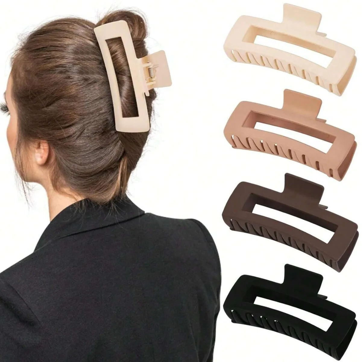 5 Inche Extra Large Claw Clips for Thick Hair and Long Hair, 4 Pack Xl Jumbo Claw Clips, Oversized Matte Non-slip Rectangle Hai