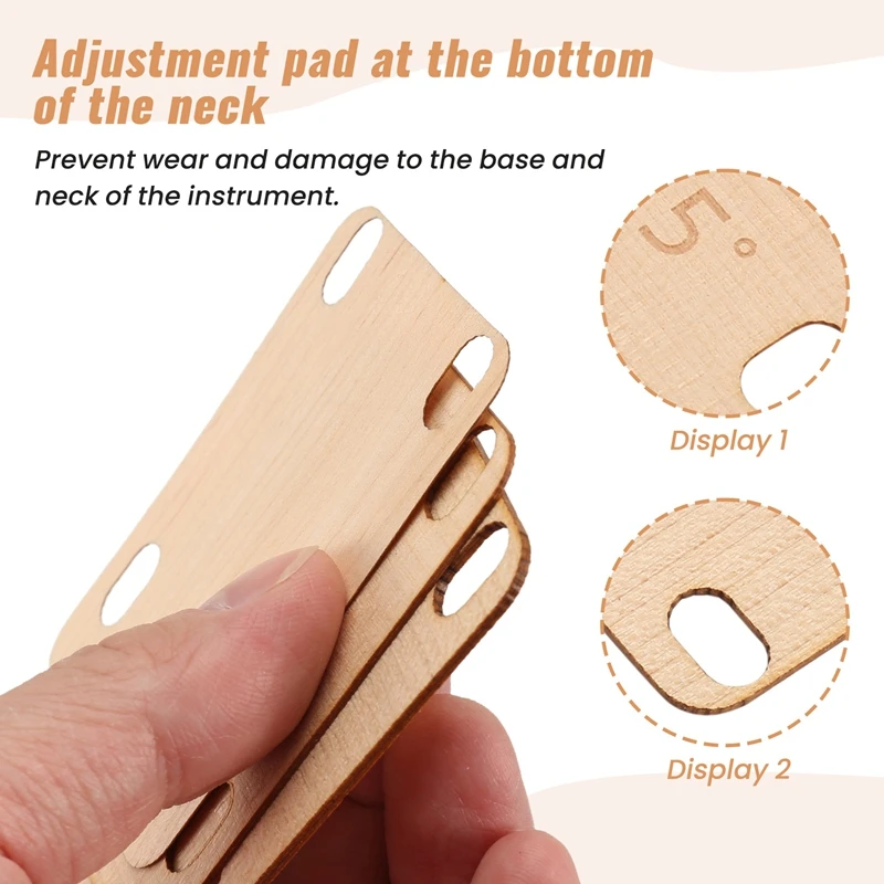 3Pcs Guitar Neck Shims, Solid Maple Wood Guitar Neck Shim Protection 0.25, 0.5 And 1 Degree Guitar Neck Plate Tool view 5