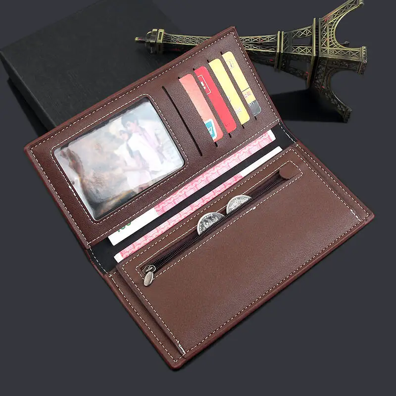 New Men Wallets Male PU Leather Purses Bifold Slim Card Holders High Quality Long Purse Portable Multi-card Position Money Bag