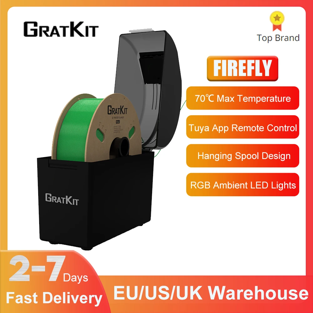 

GratKit 3D Filament Dryer Box 360° Surround Keeping Filament Dry Holder LED Touch Screen Display Tuya Smart Life App Controlled