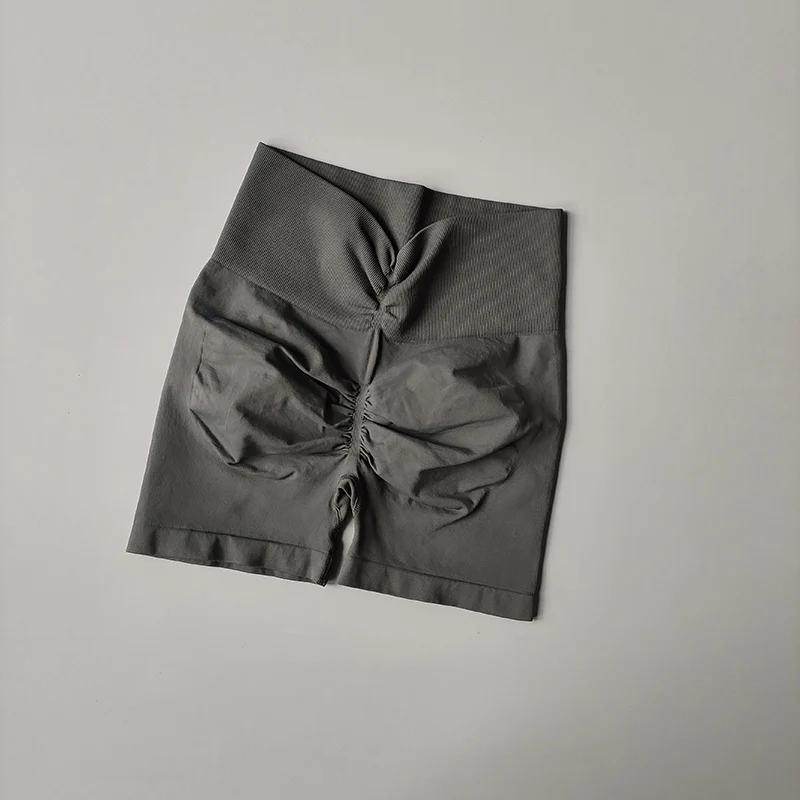 Pfirsichfarbene Fitness-Shorts für Damen, Sport-Shorts zur Po- und Hüftstraffung, Yoga-Shorts mit hoher Taille und hohem Bauchkomfort, hochelastische Leggings – Detail 6